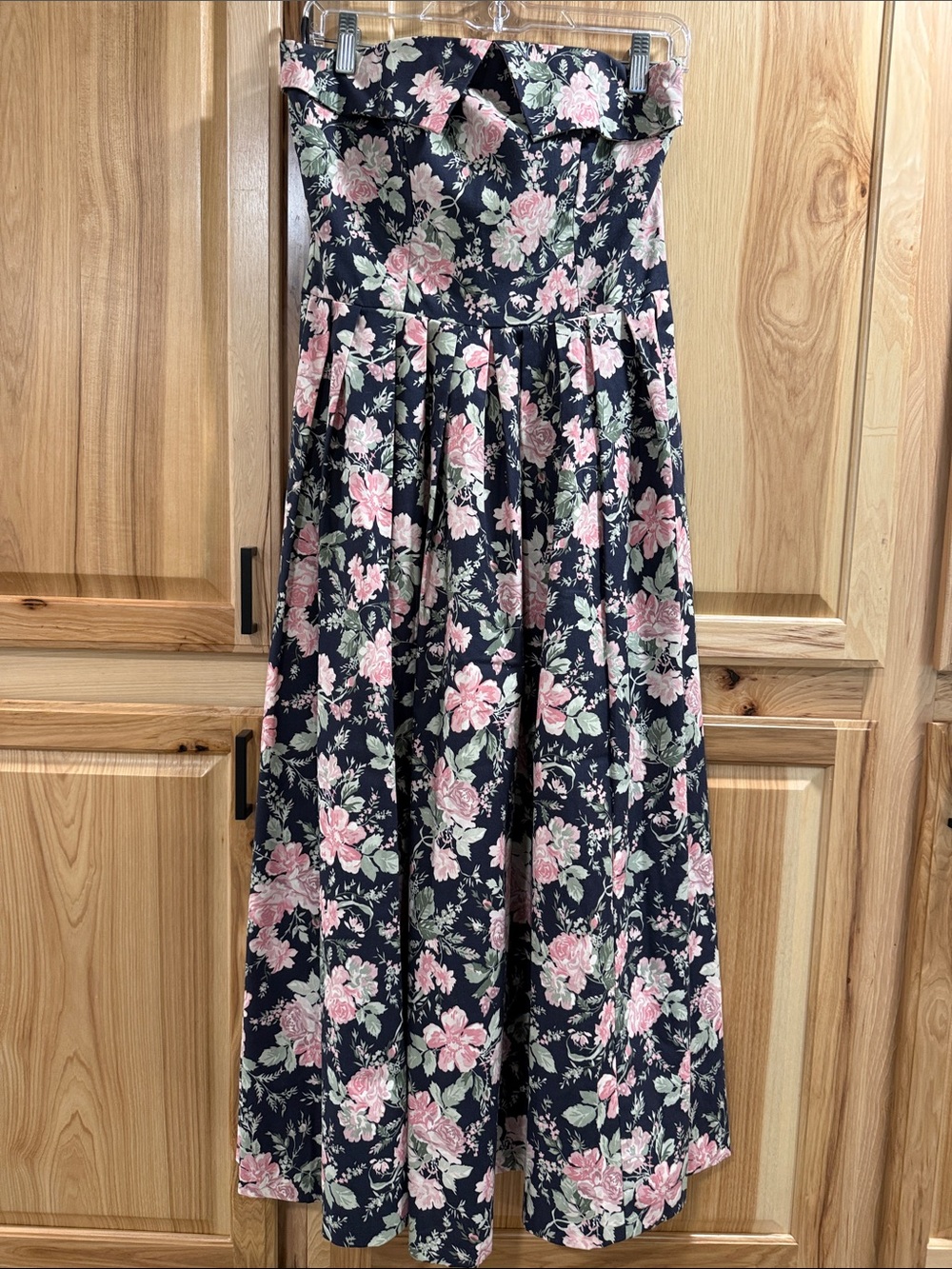 Vintage Strapless Laura Ashley Size 8 Navy Feminine Cottagecore Floral Dress